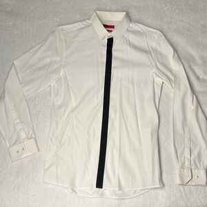 HUGO White Dress Shirt with Dark Stripe